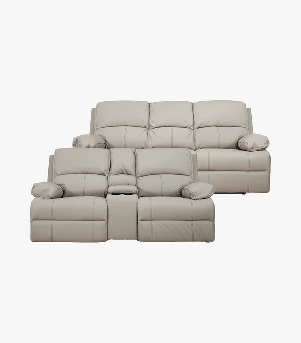 Sala Reclinable Eléctrico Kassel De Vinil Color Gris