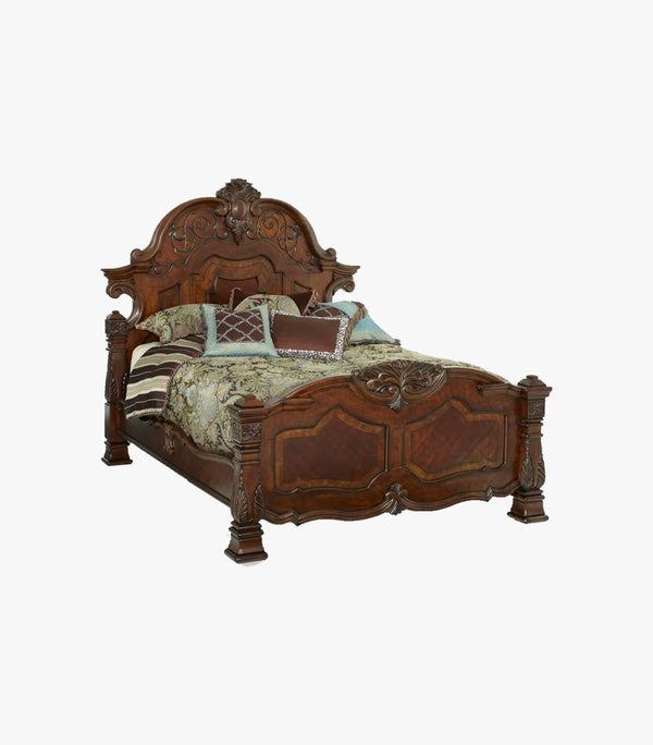 Recámara  King Size Windsor de madera color café - Cama más 2 burós