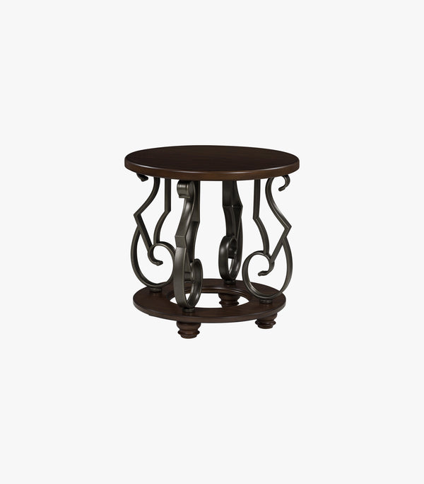 Mesa lateral Frallyn de madera/metal color café - Marca Ashley