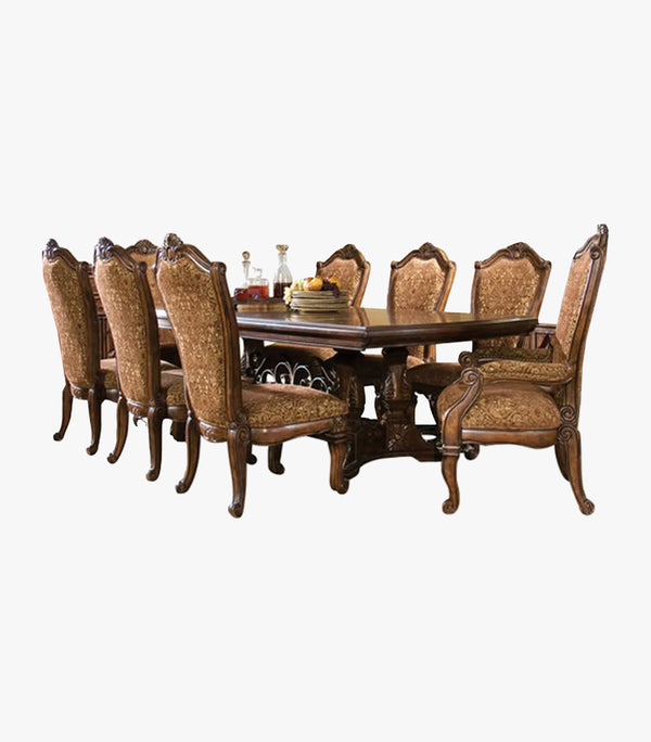 Comedor Rectangular Para 8 Personas Windsor de Madera Color Café  - Incluye Mesa, 6 Sillas sin brazo y 2 Sillas con brazo.