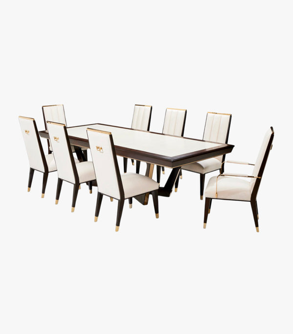 Comedor Rectangular Para 6 Personas Belmont de Madera Color Café Oscuro - Incluye Mesa, 6 Sillas sin brazo y 2 con brazo.