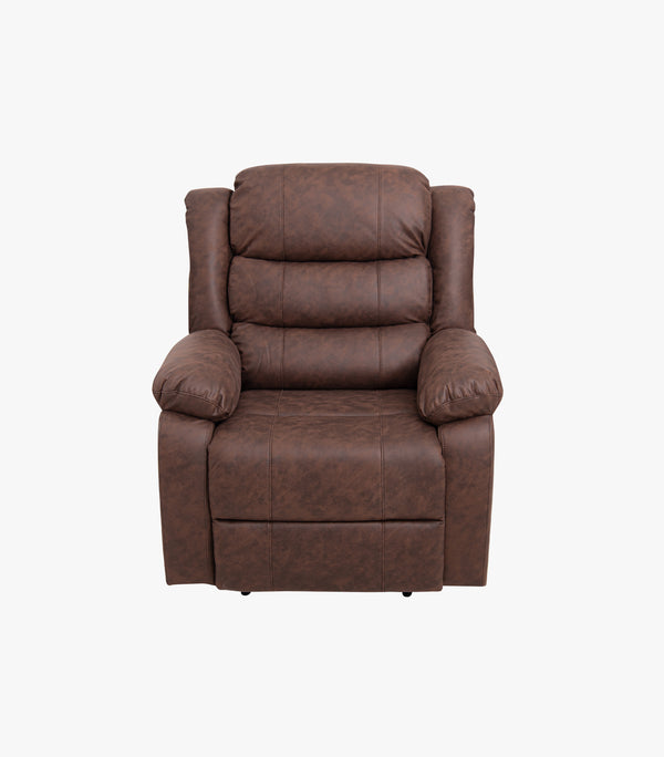 Sillón Reclinable Manual Andrey de tela color café - Comodidad y estilo.