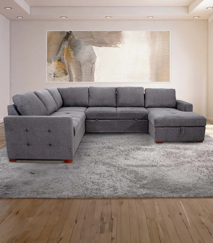 Sala Esquinera Rox de tela color gris – R. Torres Muebles